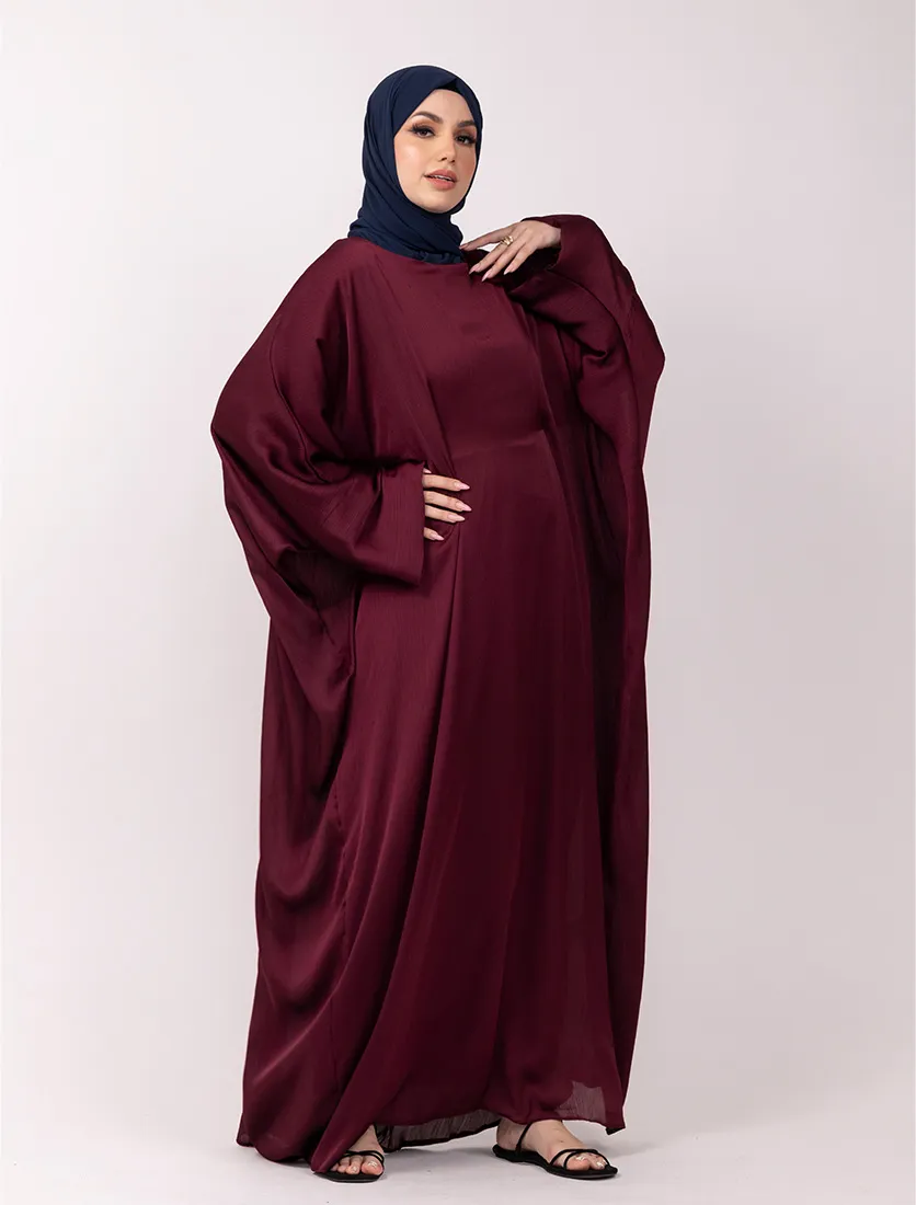Plum Chiffon Satin Batwing 